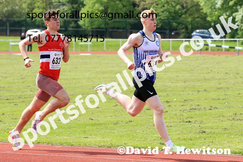 Mens Under-20s 800 metres 2023 North Eastern Track and Field Champs., Middlesbrough Sports Village, Middlesbrough. Photo: David T. Hewitson/Sports for All Pics